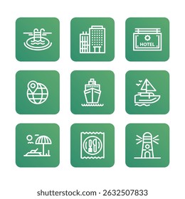 Tourism, recreation icon set. Vector icon illustration