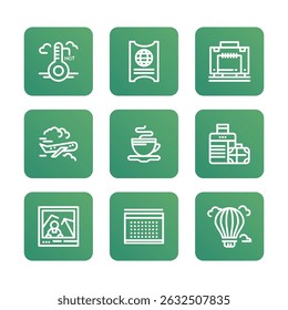 Tourism, recreation icon set. Vector icon illustration