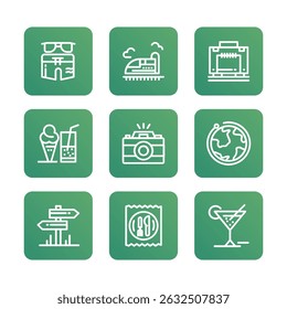 Tourism, recreation icon set. Vector icon illustration