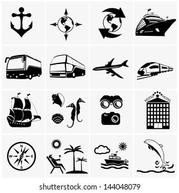 Tourism set icons. Summer icons set.