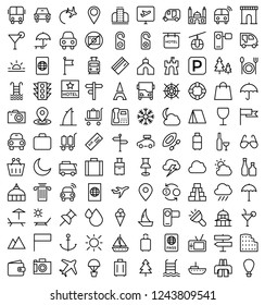 Tourism. Set of outline vector icons.