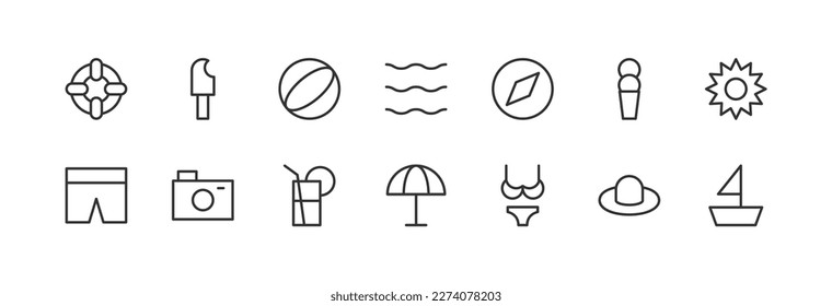 tourism set of simple line icons. Collection of web icons for UIUX design. Editable vector stroke 24x24 Pixel Perfect