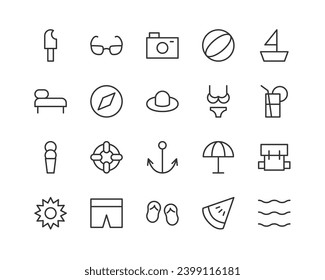 tourism set of simple line icons. Collection of web icons for UIUX design. Editable vector stroke 24x24 Pixel Perfect