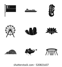 Tourism in Singapore icons set  Simple illustration 9 tourism in Singapore vector icons for web