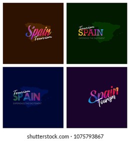 Tourism Spain typography Logo Background set