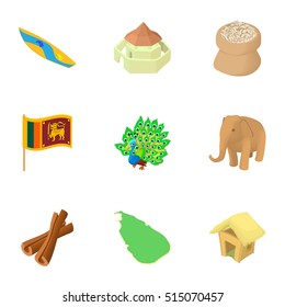 Tourism in Sri Lanka icons set. Cartoon illustration of 9 tourism in Sri Lanka vector icons for web