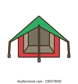tourism tent camping excursions green and pink vector illustration eps 10