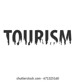 Tourism. Text or labels with silhouette of forest