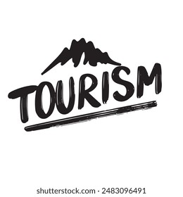 Tourism text lettering. Hand drawn vector art.