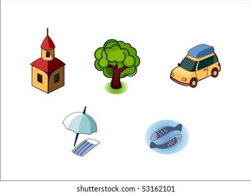 the tourism theme icons set