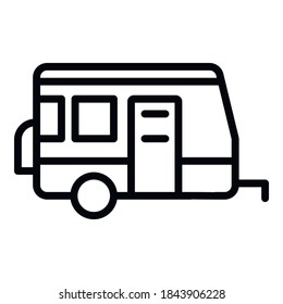 Tourism trailer icon. Outline tourism trailer vector icon for web design isolated on white background