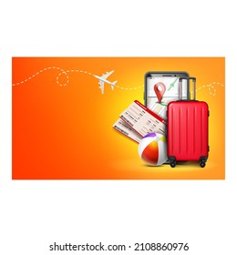 Tourism travel banner holiday airplane. Holiday tourist. Planet recreation. vector character flat cartoon