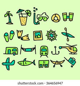 Tourism and Travel doodle collection.vector illustration.
