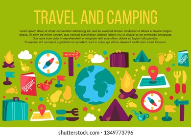 Tourism and travel hand drawn banner with copyspace