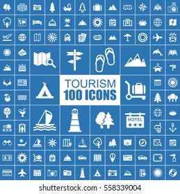 Tourism, Travel, Holiday and Journey Vector Flat Icons.