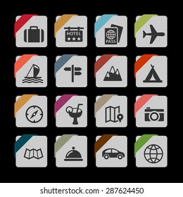 Tourism and travel icon set