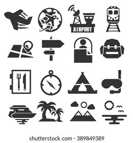 tourism, travel icon set
