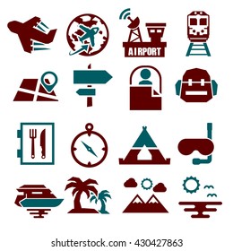 tourism, travel icon set