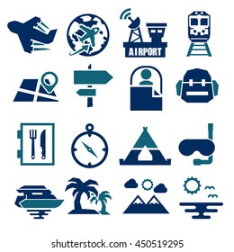 tourism, travel icon set