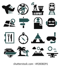 tourism, travel icon set