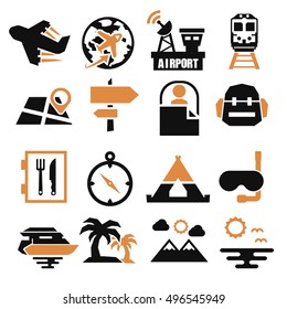 tourism, travel icon set