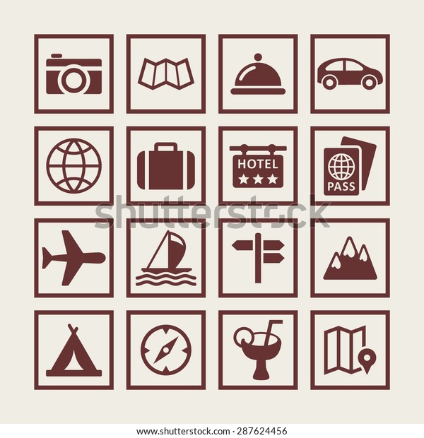 Tourism and travel icon\
set