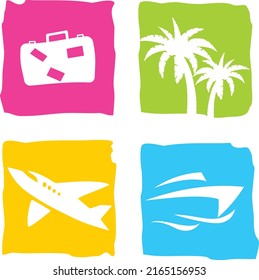 Tourism and travel icons set