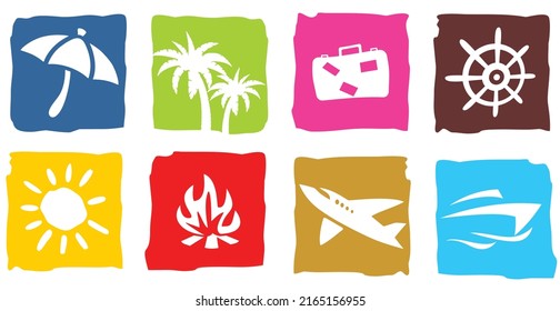 Tourism and travel icons set