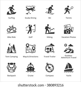 Tourism Travel Icons Set 4 Blue Stock Vector (Royalty Free) 378555934 ...