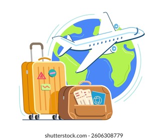 Tourism and travel, journey concept. Traveling around the world. Trip planning and flights abroad, vacations