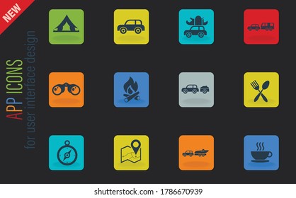 Tourism and Travel simply symbols for web and user interface