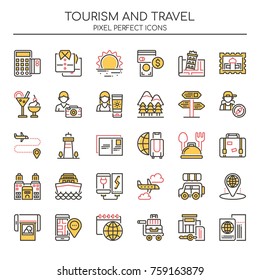 Tourism and Travel , Thin Line and Pixel Perfect Icons
