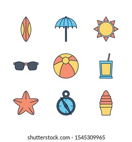 tourism travel time summer icons set vector illustration