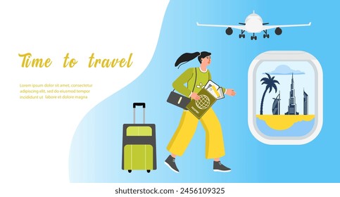 Tourism Travel Tourist Airplane Dubai Girl UAE
