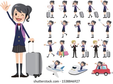 Tourism and travelling bundle character set. Full length, gestures, emotions, poses