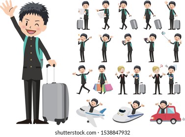 Tourism and travelling bundle character set. Full length, gestures, emotions, poses