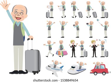 Tourism and travelling bundle character set. Full length, gestures, emotions, poses