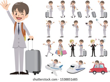 Tourism and travelling bundle character set. Full length, gestures, emotions, poses