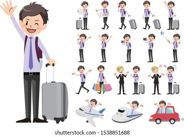 Tourism and travelling bundle character set. Full length, gestures, emotions, poses