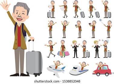 Tourism and travelling bundle character set. Full length, gestures, emotions, poses