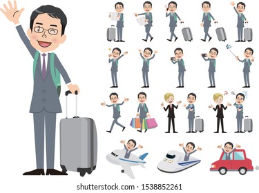 Tourism and travelling bundle character set. Full length, gestures, emotions, poses