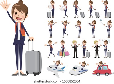 Tourism and travelling bundle character set. Full length, gestures, emotions, poses