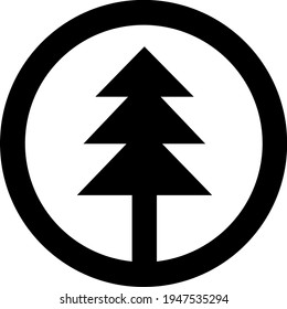 Símbolo blanco y negro del árbol de turismo