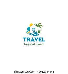 Tourism tropical island travel logo