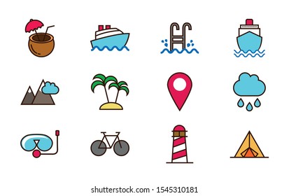 tourism vacations travel related icons set vector illustration