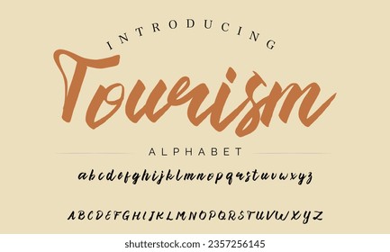 Tourism Vector Illustration Grunge Horror Typographie. Hand Made Brush Font.