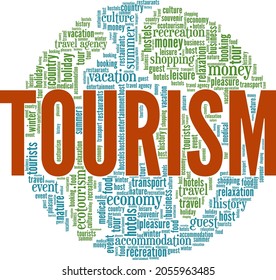 Tourism Vector Illustration Word Cloud Isolated Stock Vector (Royalty ...