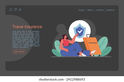 Tourism web banner or landing page dark or night mode. People traveling the world seeing attractions and cultural heritage. Traveler booking a hotel and packing a baggage. Flat vector illustration