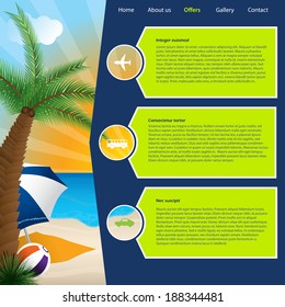 Tourism website template design with various summer offers