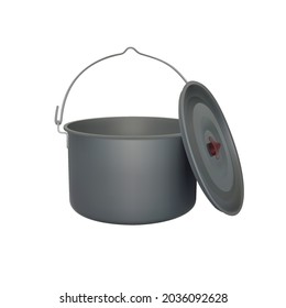 Tourist accessories. Pot. 3d vector illustration